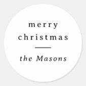 メリークリスマス | ミニマエレガントリストタイポグラフィ ラウンドシール (正面)