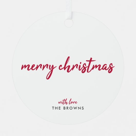 メリークリスマス |ミニマモダンリストのスタイリッシュ写真 メタルオーナメント (正面)