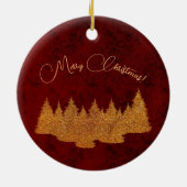 メリークリスマス – ミニマリスト – ゴールデンモミの木 セラミックオーナメント (裏面)