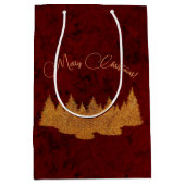 メリークリスマス – ミニマリスト – ゴールデンモミの木 ミディアムペーパーバッグ (正面)