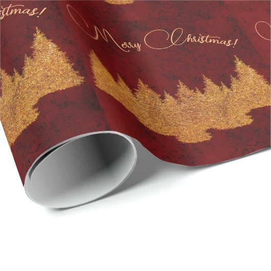 メリークリスマス – ミニマリスト – ゴールデンモミの木 ラッピングペーパー (ロールコーナー)