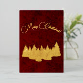 メリークリスマス – ミニマリスト – ゴールデンモミの木 箔シーズンカード (立ち正面)