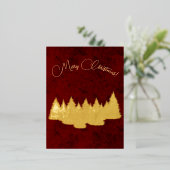 メリークリスマス – ミニマリスト – ゴールデンモミの木 箔シーズンポストカード (立ち正面)