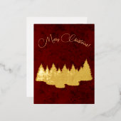 メリークリスマス – ミニマリスト – ゴールデンモミの木 箔シーズンポストカード (正面/裏面)