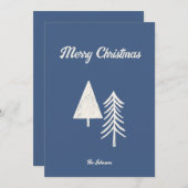 メリークリスマス ミニマルなクリスマスツリー 青 シーズンカード (正面/裏面)