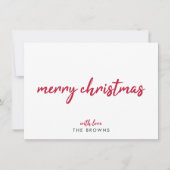 メリークリスマス |ミニマルモダンリスト赤タイポグラフィ シーズンカード (正面)
