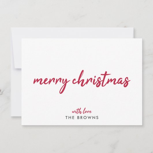 メリークリスマス |ミニマルモダンリスト赤タイポグラフィ シーズンカード (正面)