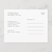 メリークリスマス |ミニマルモダンリスト赤タイポグラフィ シーズンポストカード (裏面)