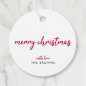 メリークリスマス |ミニマルモダンリスト赤タイポグラフィ フェイバータグ (正面)