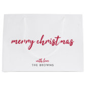 メリークリスマス |ミニマルモダンリスト赤タイポグラフィ ラージペーパーバッグ (正面)