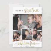 メリークリスマス |ミニマル金ゴールド4 Photo Collage シーズンカード (正面)