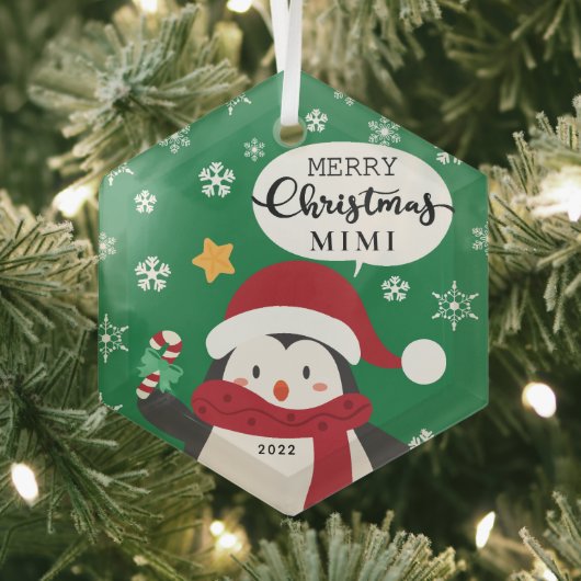 メリークリスマス ミミペンギン ガラスオーナメント (インサイチュ)
