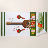 メリークリスマス/ミュージカル楽器 ビーチタオル (正面)