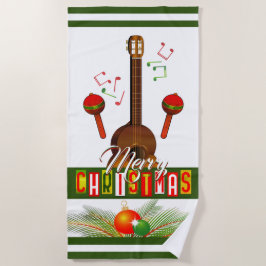 メリークリスマス/ミュージカル楽器 ビーチタオル