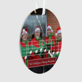 メリークリスマス ミュージックノート 写真 赤 オーナメント (正面)