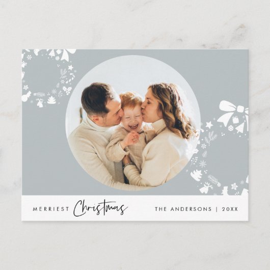 メリークリスマス、メリークリスマス家族の写真 ポストカード (正面)