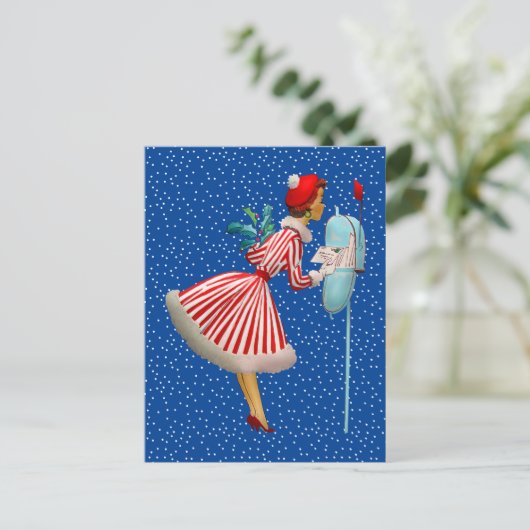 メリークリスマス |メールを探しているヴィンテージ ポストカード (スタンド正面)