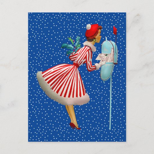 メリークリスマス |メールを探しているヴィンテージ ポストカード (正面)