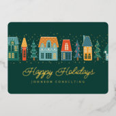 メリークリスマス モダンな冬のスノービレッジ 箔シーズンカード (正面)