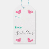 メリークリスマス – モダンクリスマスツリーズピンクティール（緑がかった色） ギフトタグ (裏面)