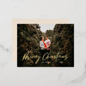 メリークリスマス モダンスクリプト 箔シーズンポストカード (正面/裏面)