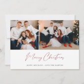 メリークリスマス モダンスクリプト 2枚の写真入りカード (正面)