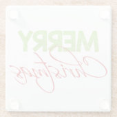 メリークリスマス |モダンタイポグラフィホリデーグラス ガラスコースター (裏面)