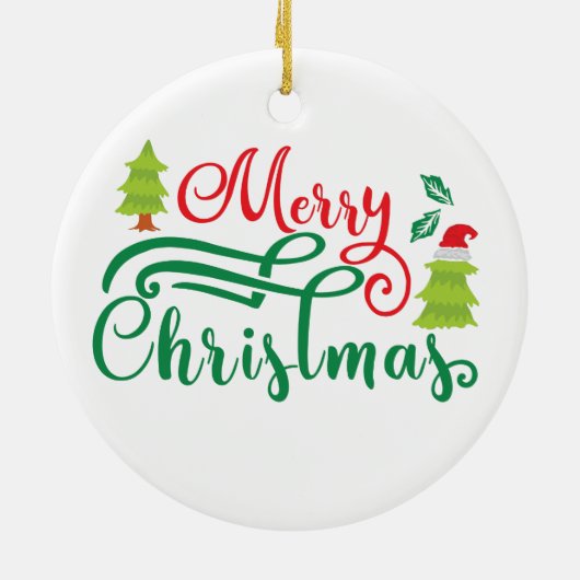 メリークリスマス |モダンタイポグラフィ |オーナメント セラミックオーナメント (裏面)