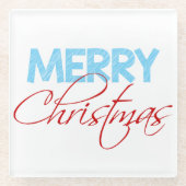 メリークリスマス |モダンタイポグラフィ ガラスコースター (正面)