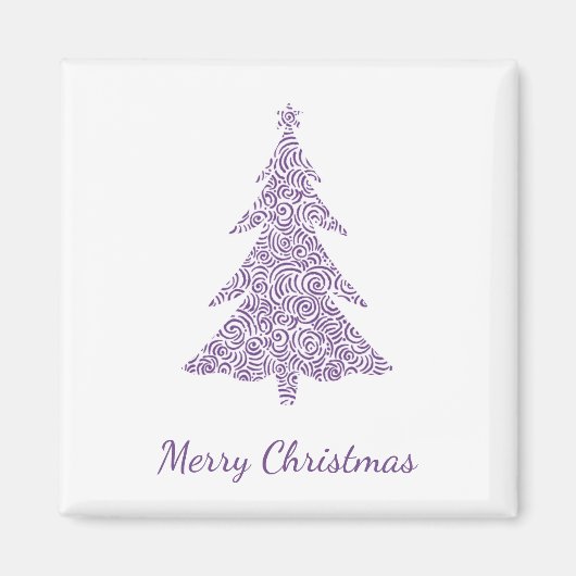 メリークリスマス、モダンモーヴはクリスマスツリーを渦巻く マグネット (正面)
