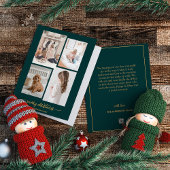 メリークリスマス |,モダン緑4枚のフォトコラージュ シーズンカード
