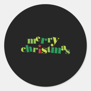 メリークリスマス モダン タイグラフィ Tシャツ ラウンドシール