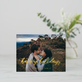 メリークリスマス モダン タイポグラフィ フォト 箔シーズンポストカード (立ち正面)