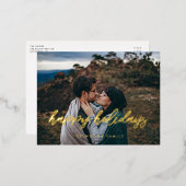 メリークリスマス モダン タイポグラフィ フォト 箔シーズンポストカード (正面/裏面)