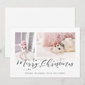 メリークリスマス | モダン ツー フォト コラージュ シーズンカード (正面/裏面)
