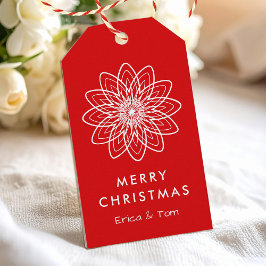 メリークリスマス モダン ミニマリスト フラワーズ ギフトタグ