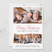 メリークリスマス |モダン Script 4フォトホリデー シーズンカード (正面)