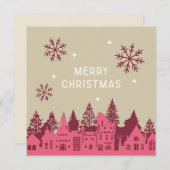 メリークリスマス モッドヴィレッジ ピンク シーズンカード (正面/裏面)