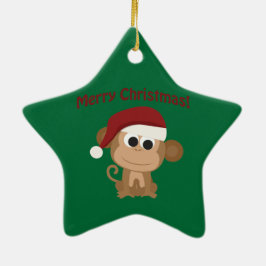 メリークリスマス!モンキー セラミックオーナメント