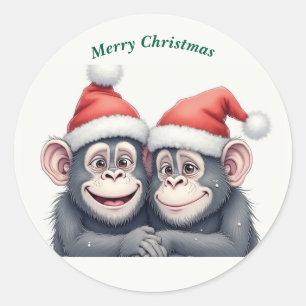 メリークリスマス・モンキー ラウンドシール