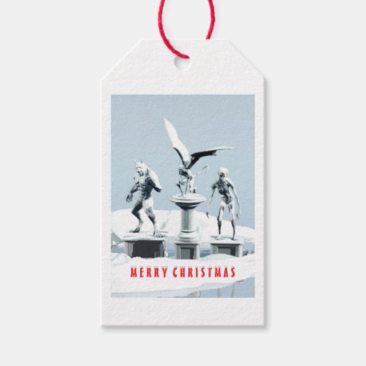 メリークリスマス モンスターの氷の彫刻 ギフトタグ (正面)