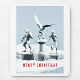 メリークリスマス モンスターの氷の彫刻 マウスパッド