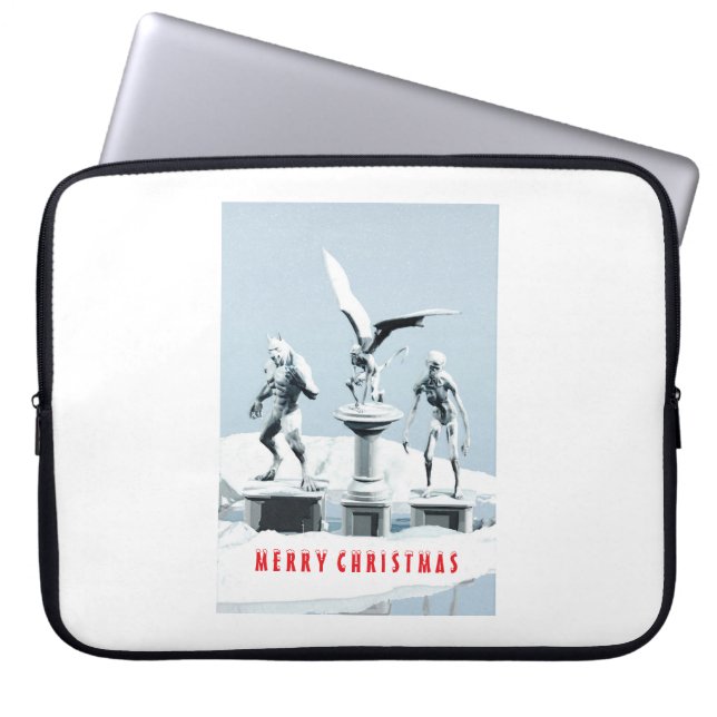 メリークリスマス モンスターの氷の彫刻 ラップトップスリーブ (正面)