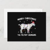 メリークリスマス ヤギのフェイスマスク ヤギのサンタ シーズンポストカード (正面/裏面)