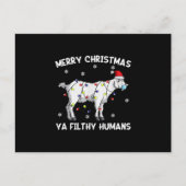 メリークリスマス ヤギのフェイスマスク ヤギのサンタ シーズンポストカード (正面)