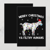 メリークリスマス ヤギのフェイスマスク ヤギのサンタ 招待状 (正面/裏面)