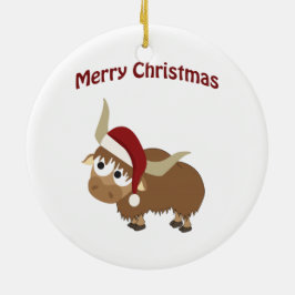 メリークリスマス!ヤク セラミックオーナメント