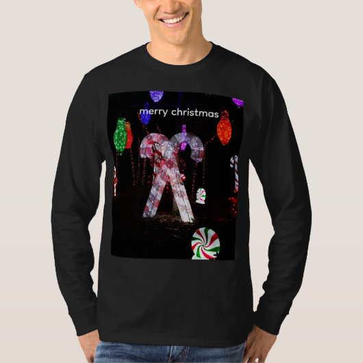 メリークリスマス ユニセックス 長袖シャツ Tシャツ (正面)