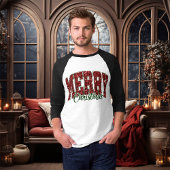 メリークリスマス ラグラン スリーブ Tシャツ