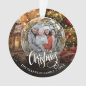 メリークリスマス ラスティックスノーグローブ 写真入り オーナメント (正面)